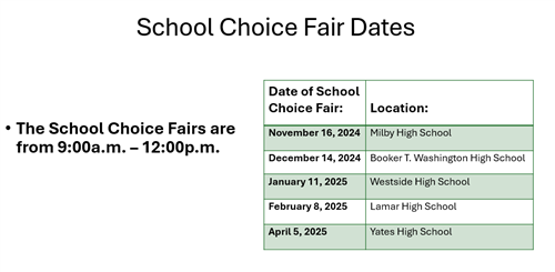 School Choice Fair Dates
